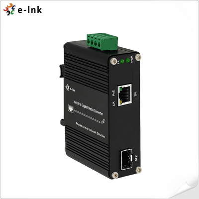 ইন্ডাস্ট্রিয়াল পিওই মিডিয়া কনভার্টার 100 1000BASE-X SFP থেকে 10 100 1000BASE-T 802.3at 30W