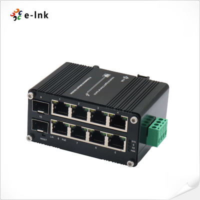 PoE সুইচ 8 পোর্ট 10/100/1000T 802.3at 30W থেকে 2-পোর্ট 100/1000X Din Rail পরিচালিত সুইচ