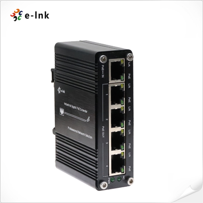 ইন্ডাস্ট্রিয়াল 1-পোর্ট 802.3bt PoE++ থেকে 4-পোর্ট 802.3af/এ গিগাবিট PoE এক্সটেন্ডার